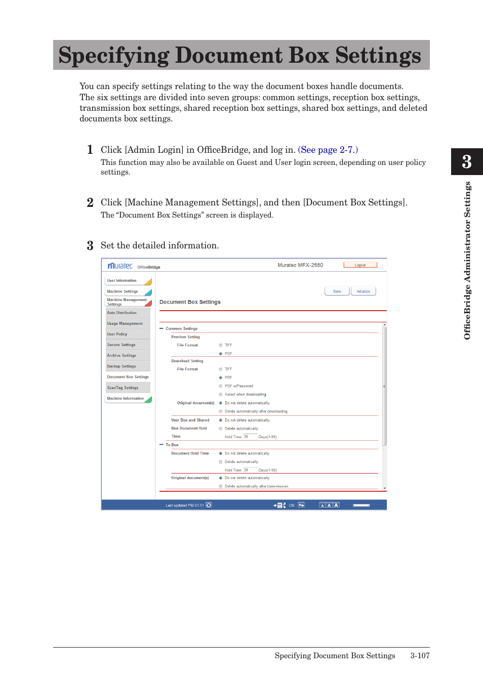 Specifying document box settings, Specifying document box settings -107 | Muratec MFX-2590 User Manual | Page 190 / 279