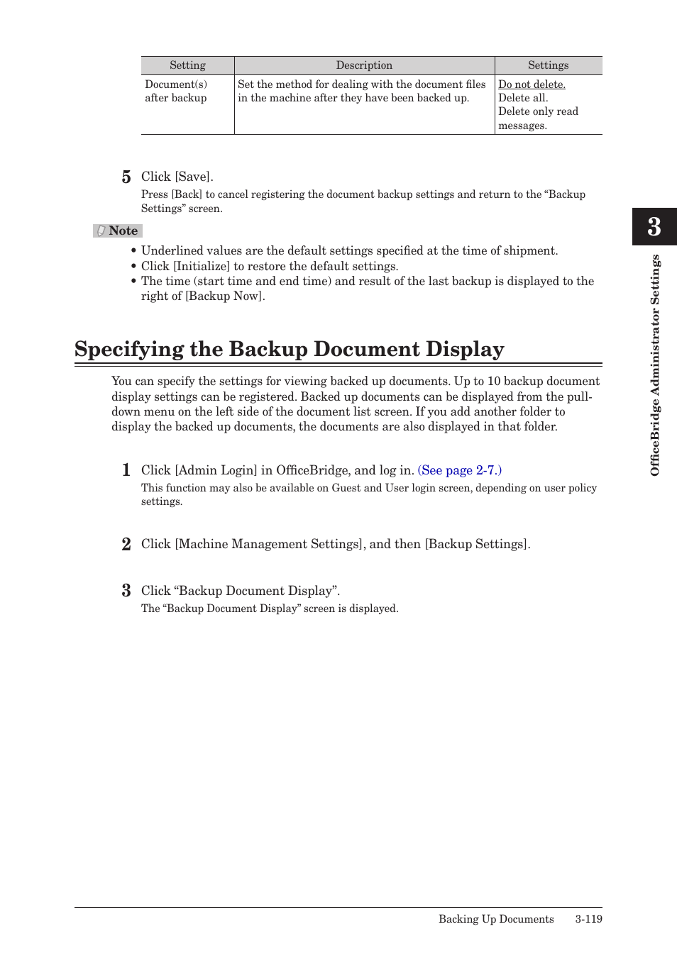 Specifying the backup document display, Specifying the backup document display -119 | Muratec MFX-2590 User Manual | Page 202 / 279