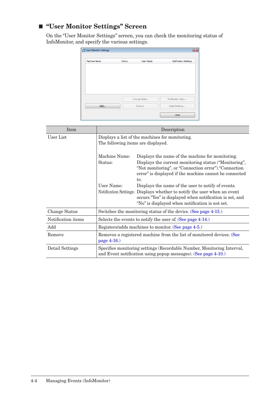 User monitor settings” screen | Muratec MFX-2590 User Manual | Page 235 / 279