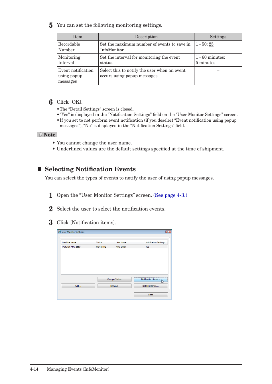 Selecting notification events | Muratec MFX-2590 User Manual | Page 245 / 279