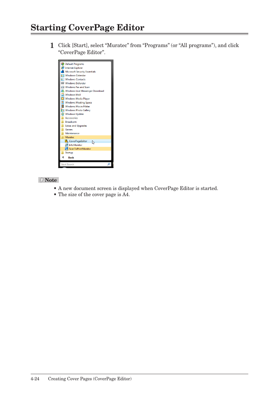 Starting coverpage editor | Muratec MFX-2590 User Manual | Page 255 / 279