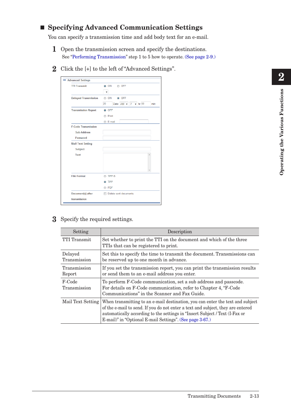 Specifying advanced communication settings | Muratec MFX-2590 User Manual | Page 40 / 279