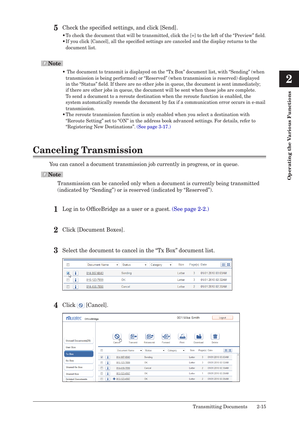 Canceling transmission, Canceling transmission -15 | Muratec MFX-2590 User Manual | Page 42 / 279