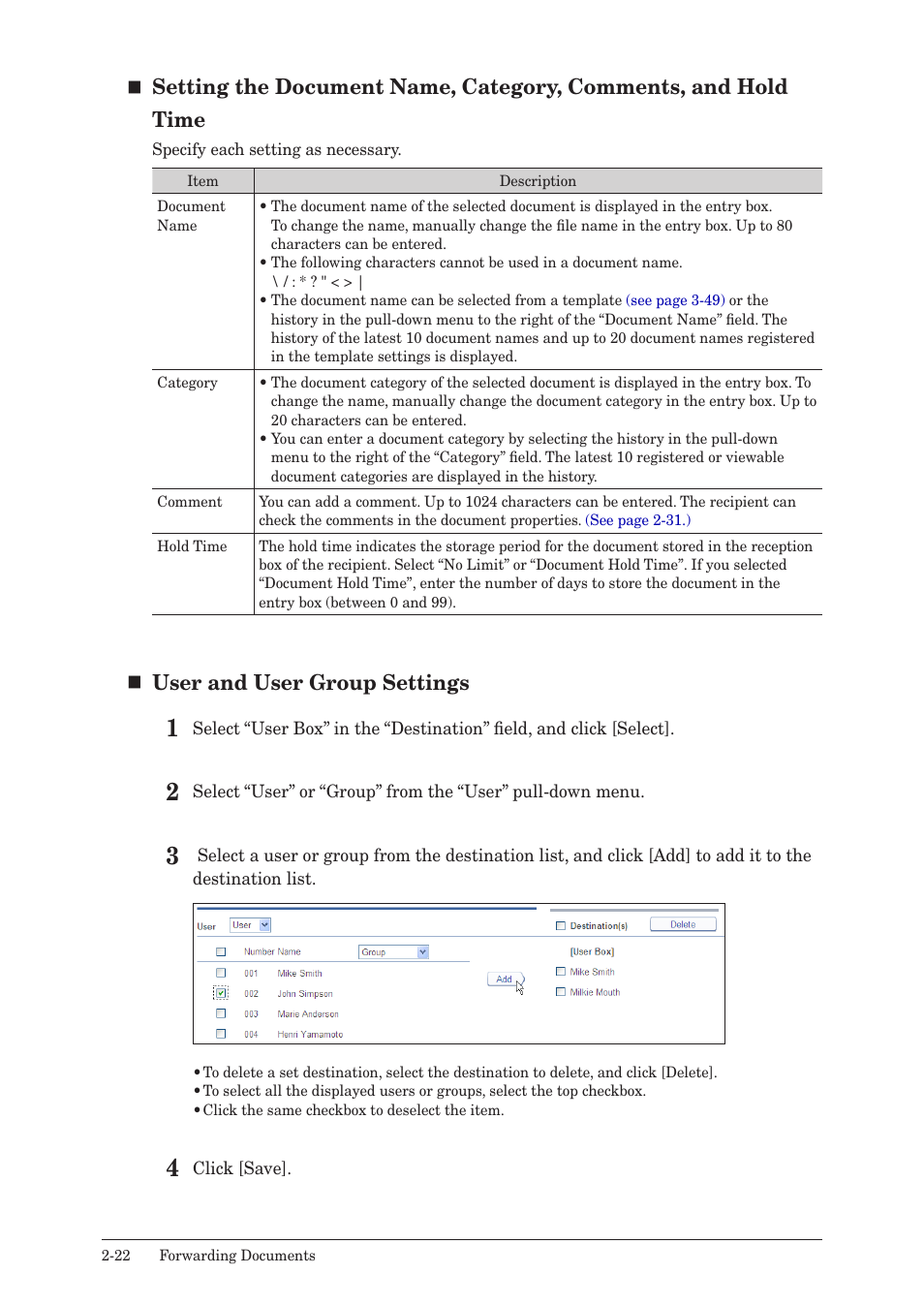 User and user group settings | Muratec MFX-2590 User Manual | Page 49 / 279