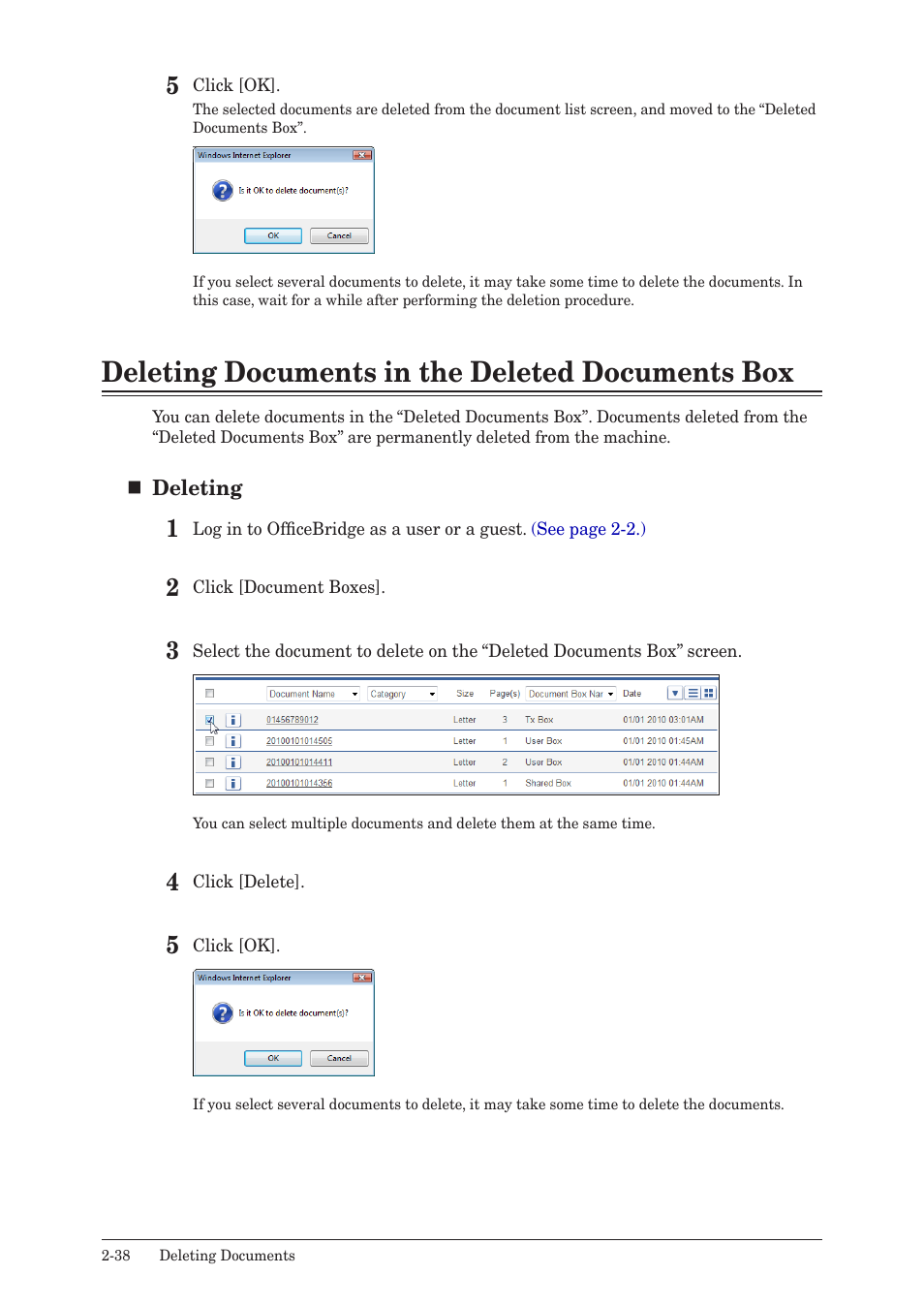 Deleting documents in the deleted documents box | Muratec MFX-2590 User Manual | Page 65 / 279