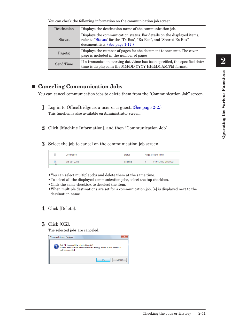 Canceling communication jobs | Muratec MFX-2590 User Manual | Page 68 / 279