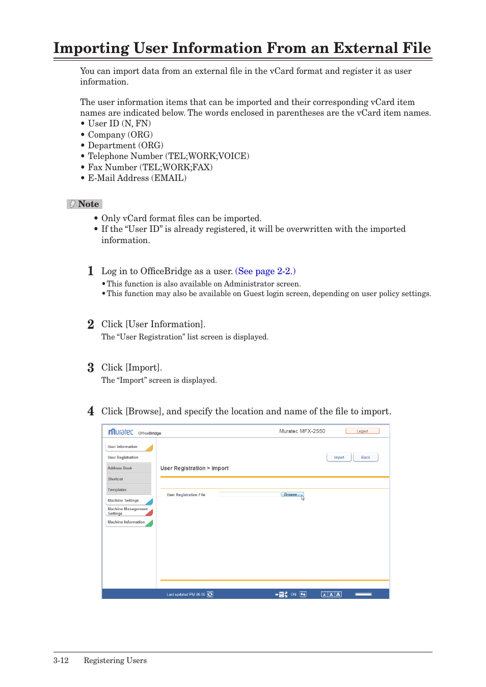 Importing user information from an external file | Muratec MFX-2590 User Manual | Page 95 / 279