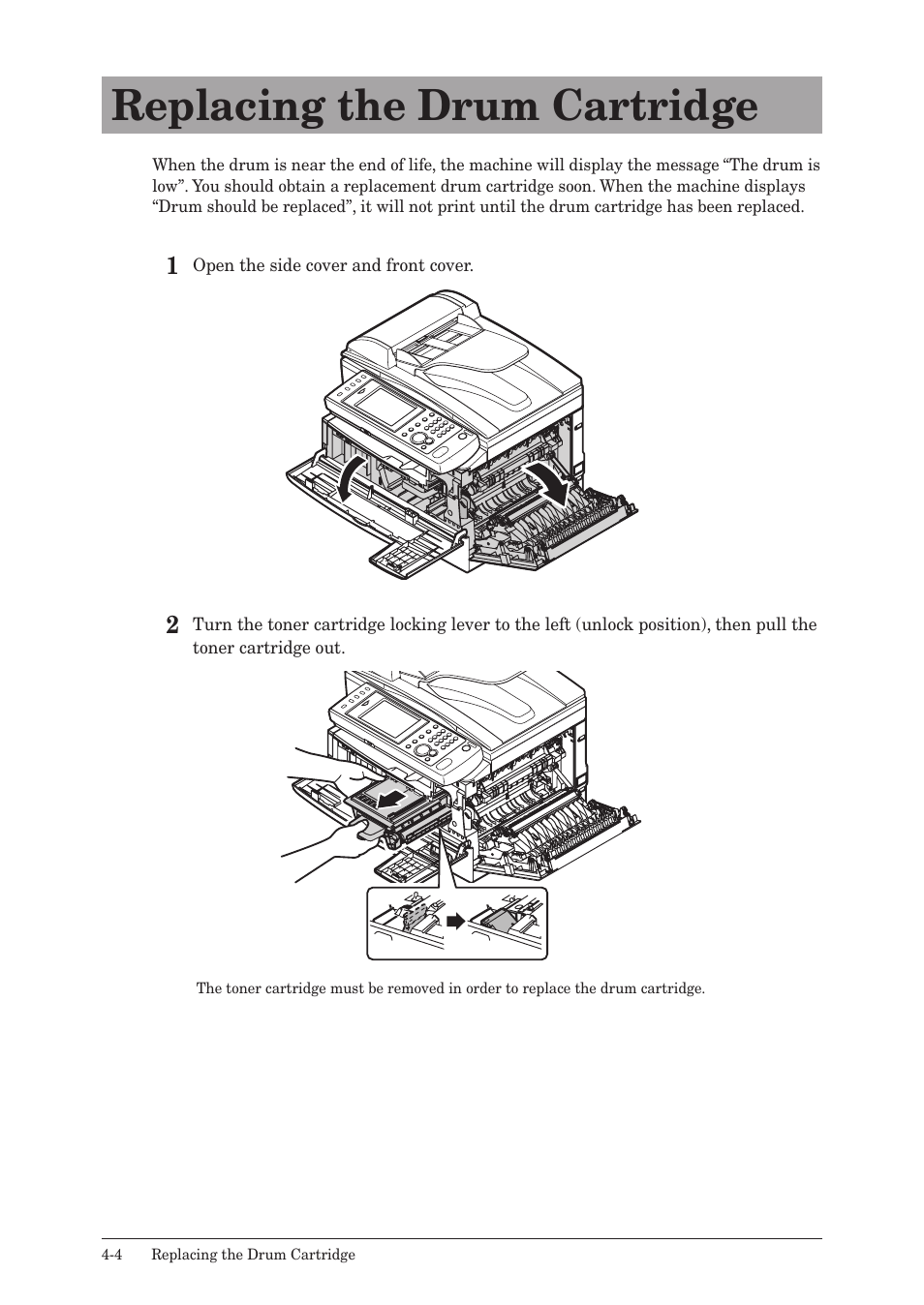 Replacing the drum cartridge, Replacing the drum cartridge -4 | Muratec MFX-2550 User Manual | Page 105 / 129