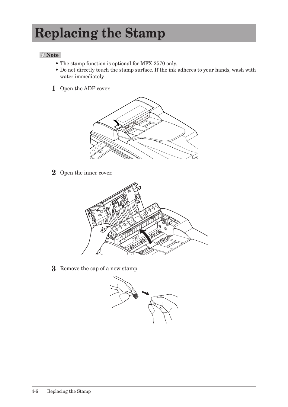Replacing the stamp, Replacing the stamp -6 | Muratec MFX-2550 User Manual | Page 107 / 129