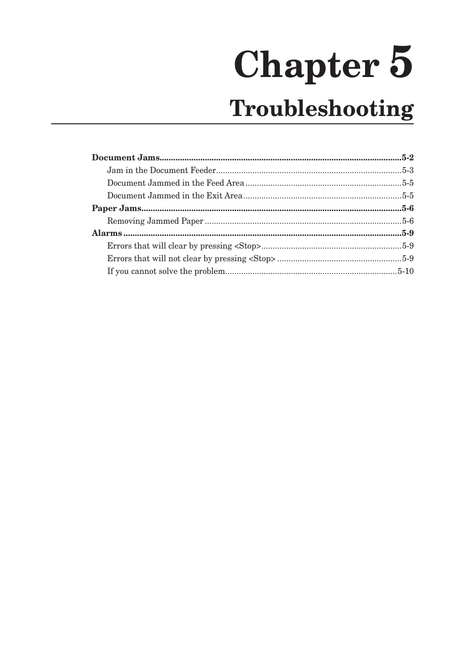 Chapter 5 troubleshooting, Chapter, Troubleshooting | Muratec MFX-2550 User Manual | Page 110 / 129