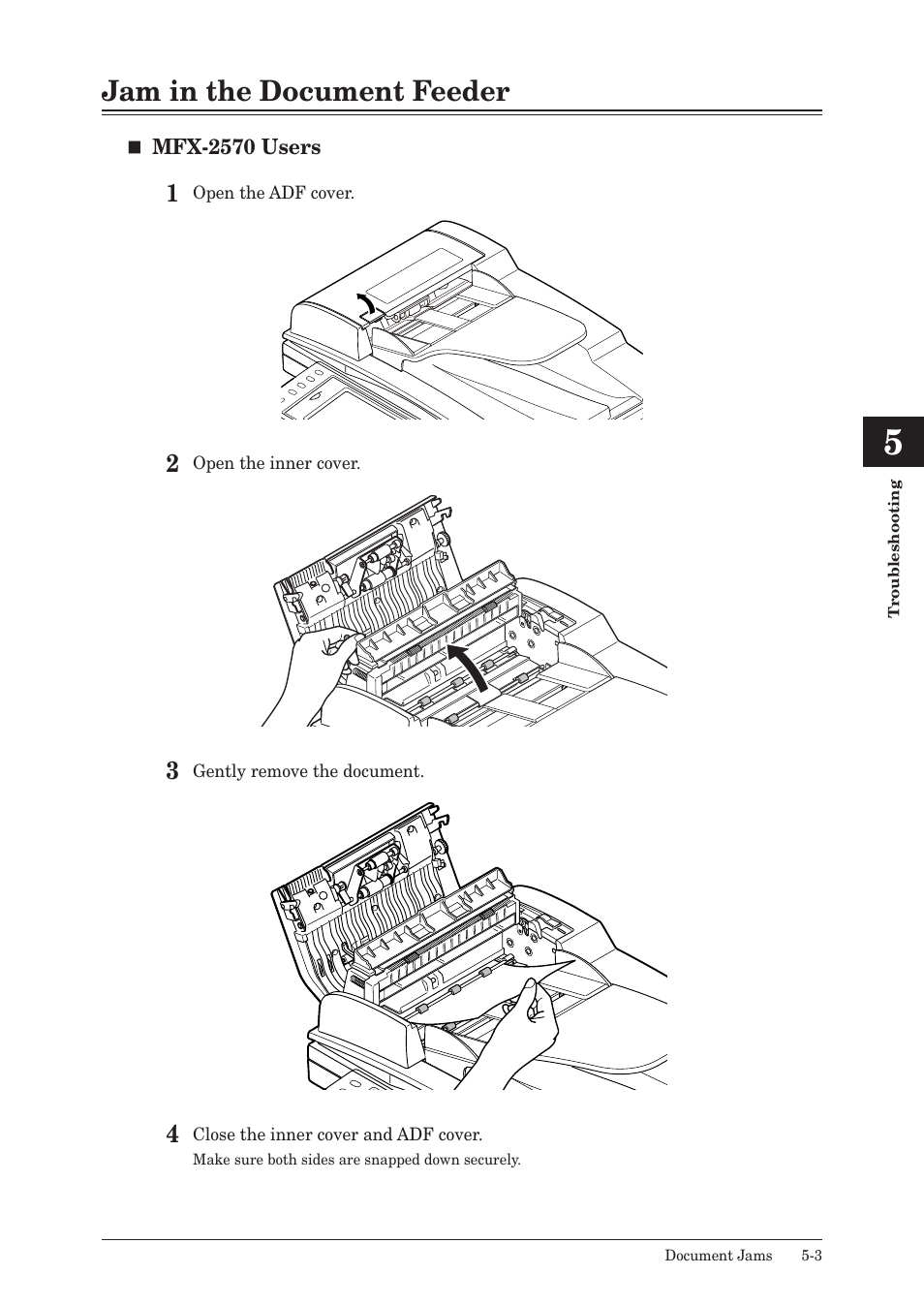 Jam in the document feeder, Jam in the document feeder -3 | Muratec MFX-2550 User Manual | Page 112 / 129