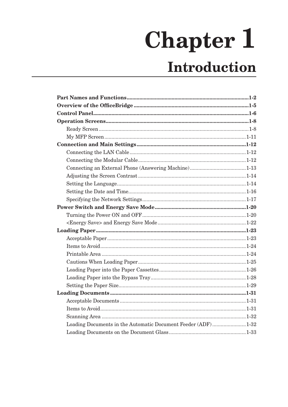 Chapter 1 introduction, Chapter, Introduction | Muratec MFX-2550 User Manual | Page 22 / 129
