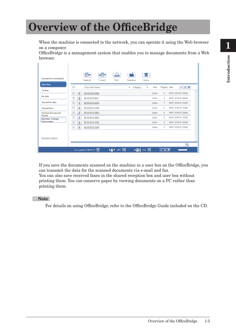 Overview of the officebridge, Overview of the officebridge -5 | Muratec MFX-2550 User Manual | Page 26 / 129