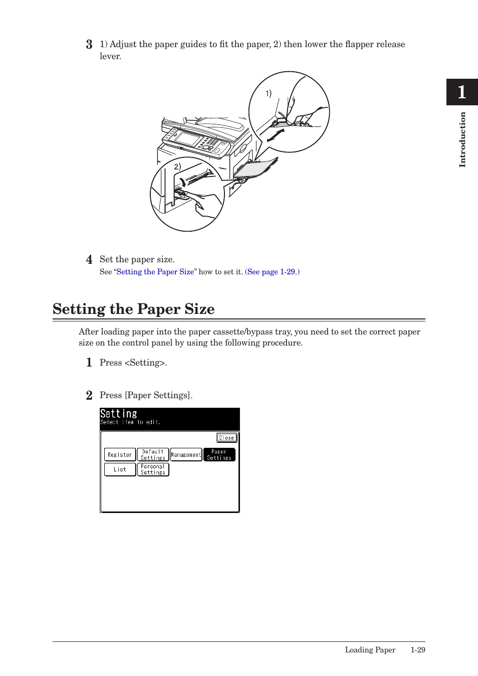 Setting the paper size, Setting the paper size -29 | Muratec MFX-2550 User Manual | Page 50 / 129