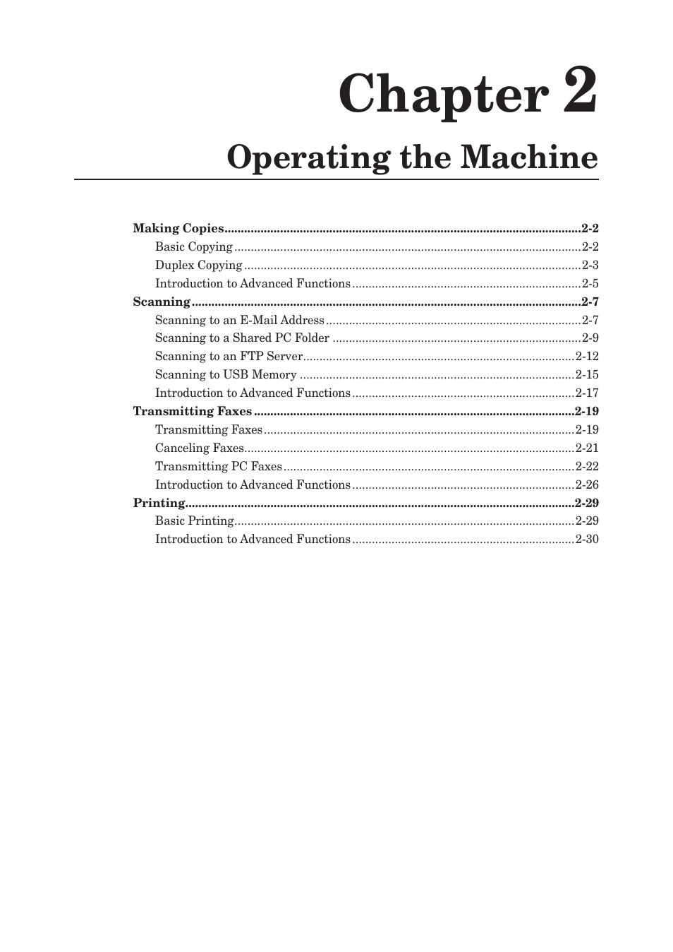 Chapter 2 operating the machine, Chapter, Operating the machine | Muratec MFX-2550 User Manual | Page 56 / 129