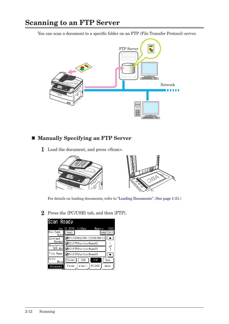 Scanning to an ftp server, Scanning to an ftp server -12 | Muratec MFX-2550 User Manual | Page 67 / 129