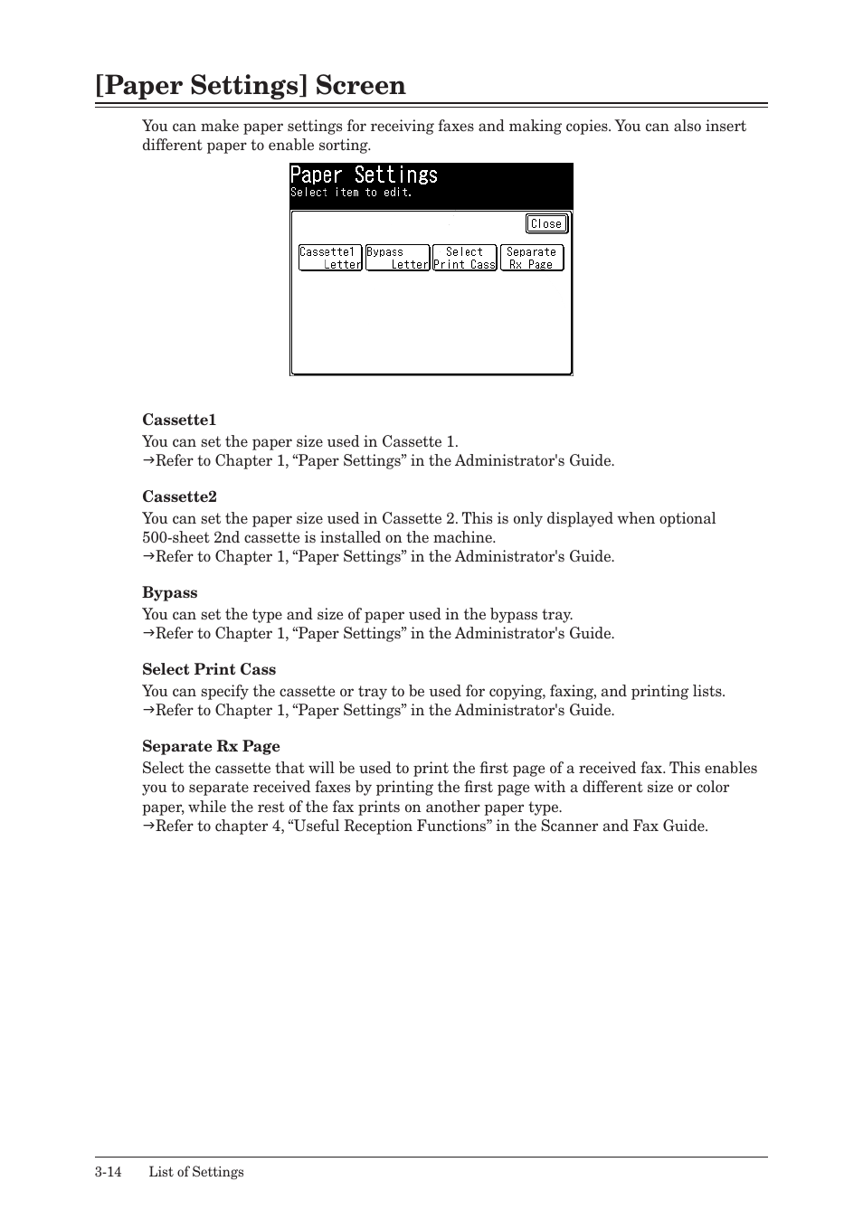Paper settings] screen, Paper settings] screen -14 | Muratec MFX-2550 User Manual | Page 99 / 129