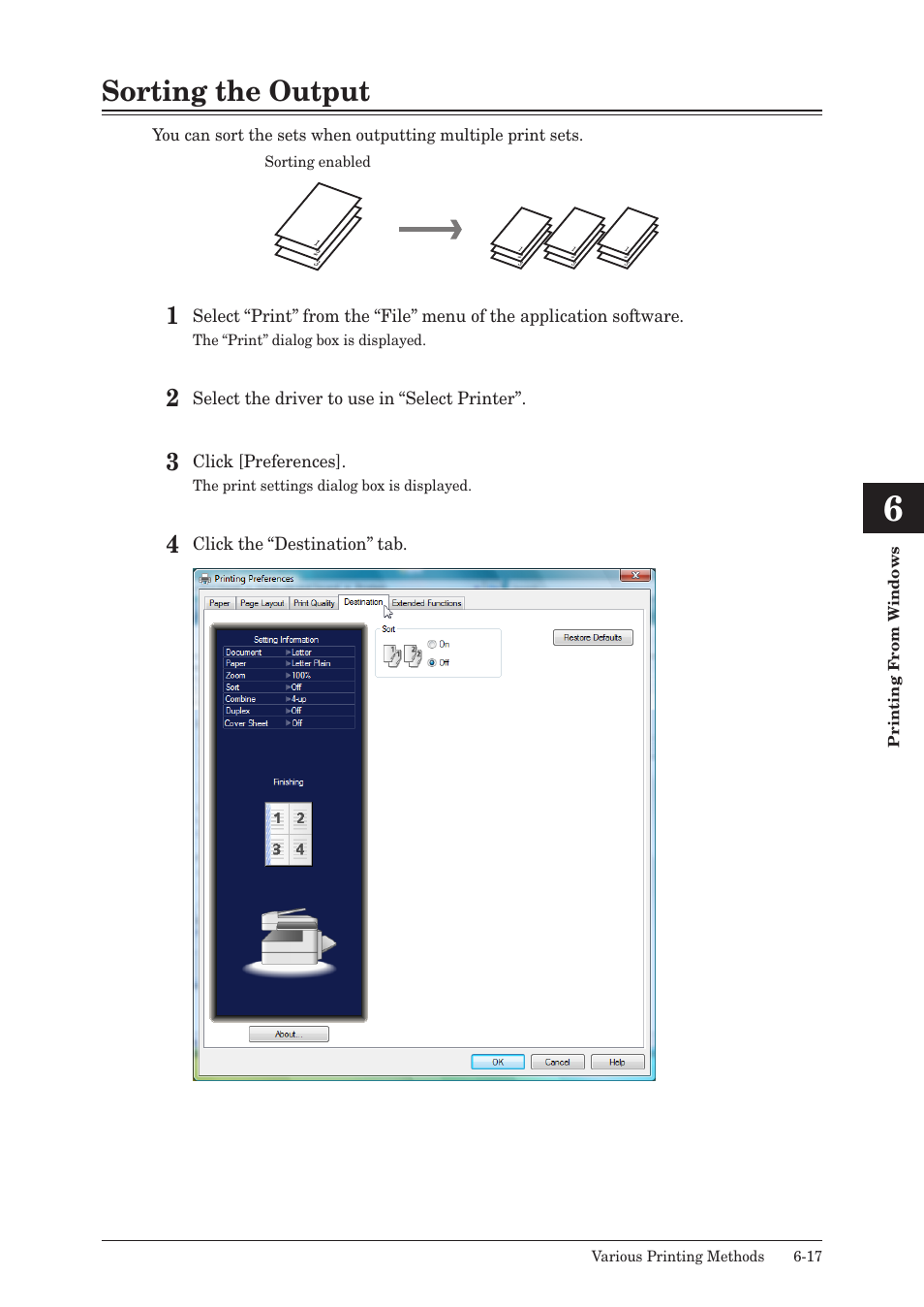 Sorting the output, Sorting the output -17 | Muratec QUADACCESS MFX-2550 User Manual | Page 100 / 193
