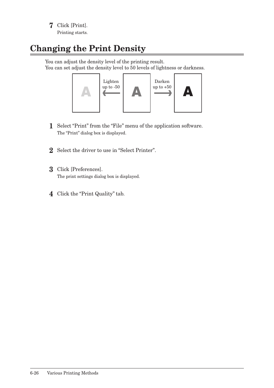 Changing the print density, Changing the print density -26 | Muratec QUADACCESS MFX-2550 User Manual | Page 109 / 193