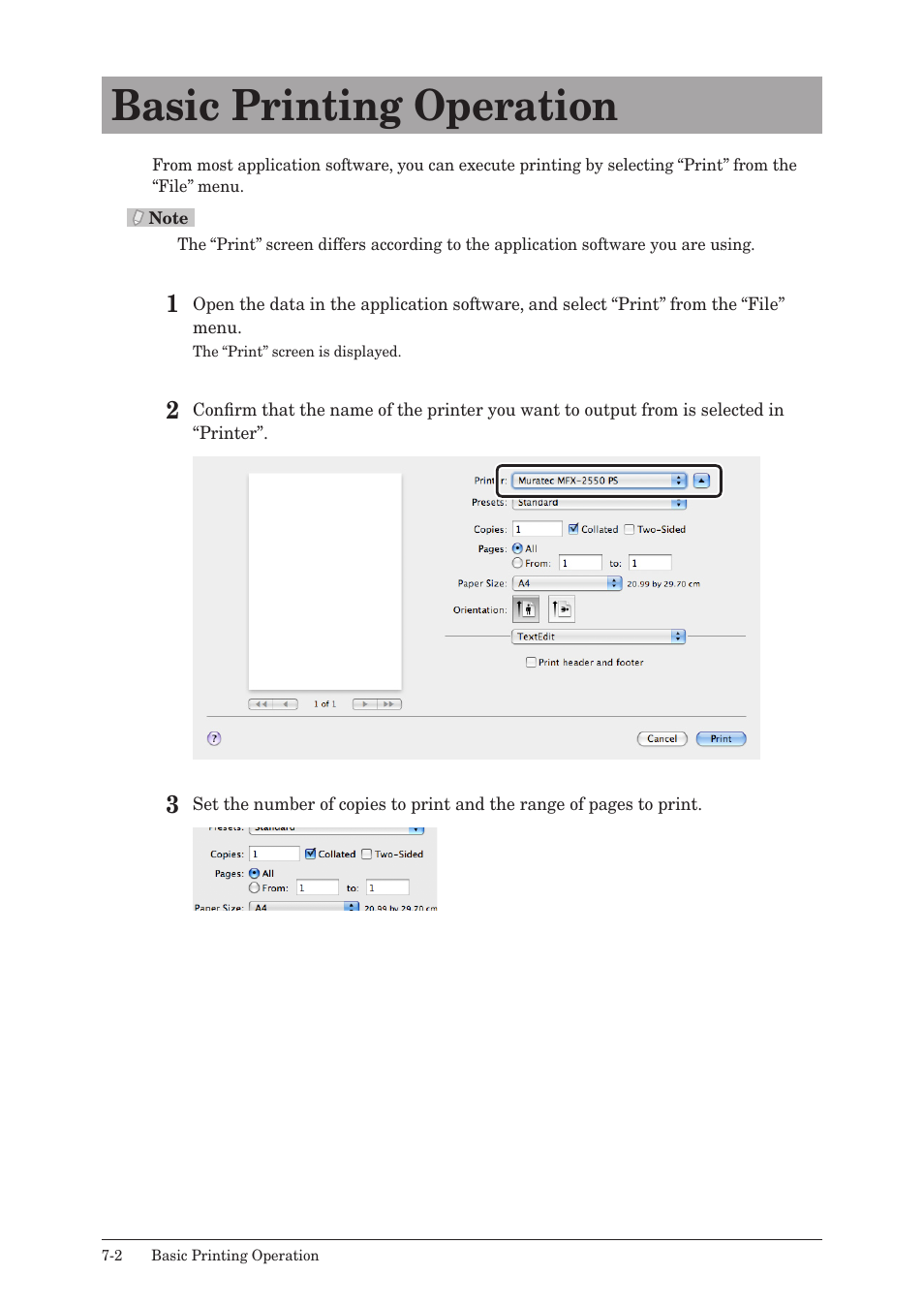 Basic printing operation, Basic printing operation -2 | Muratec QUADACCESS MFX-2550 User Manual | Page 141 / 193