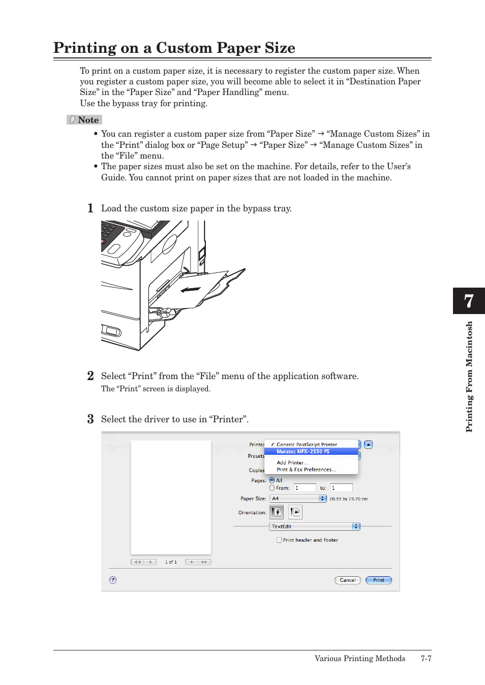 Printing on a custom paper size, Printing on a custom paper size -7 | Muratec QUADACCESS MFX-2550 User Manual | Page 146 / 193