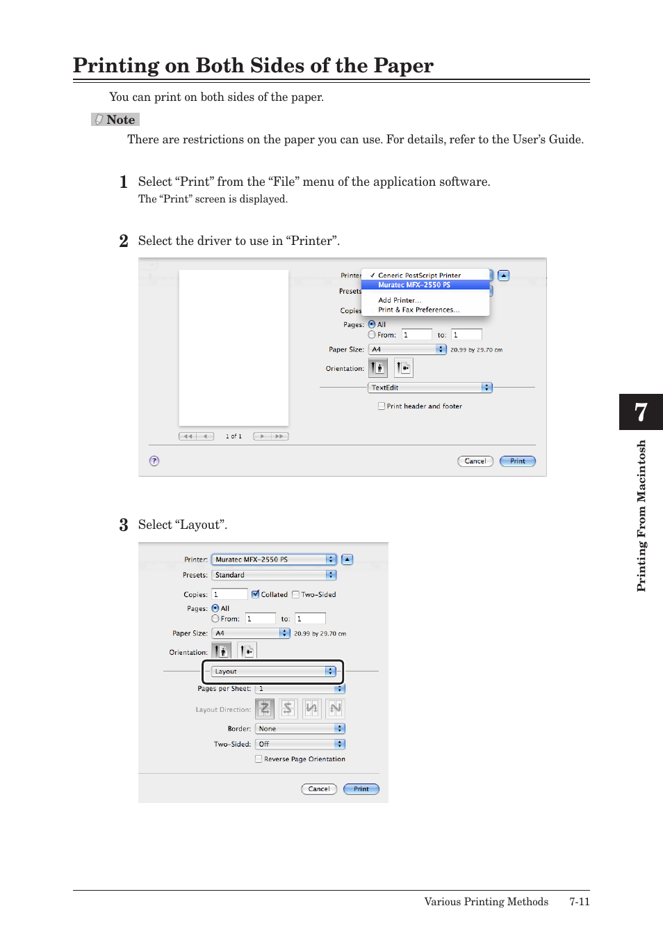 Printing on both sides of the paper, Printing on both sides of the paper -11 | Muratec QUADACCESS MFX-2550 User Manual | Page 150 / 193