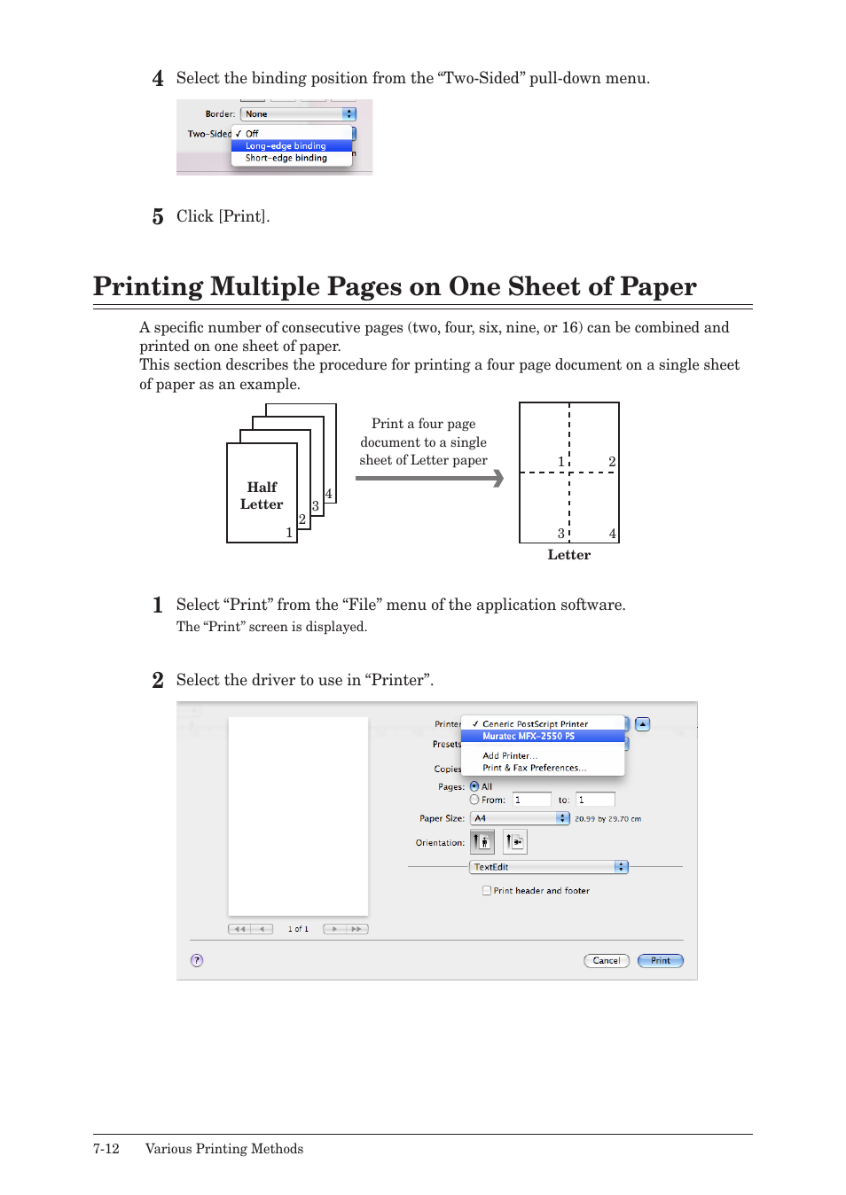 Printing multiple pages on one sheet of paper | Muratec QUADACCESS MFX-2550 User Manual | Page 151 / 193