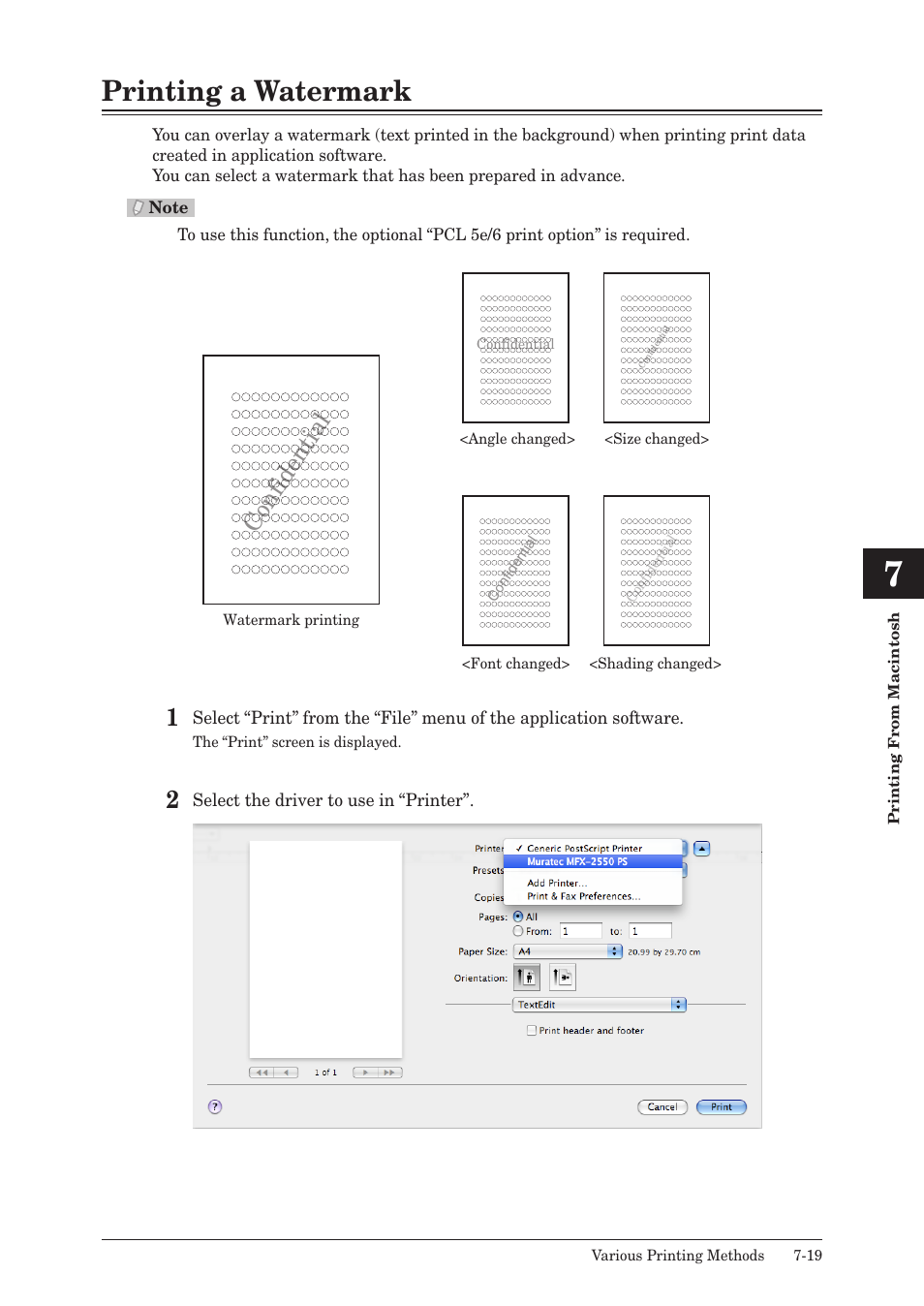 Printing a watermark, Printing a watermark -19, Confidential | Muratec QUADACCESS MFX-2550 User Manual | Page 158 / 193