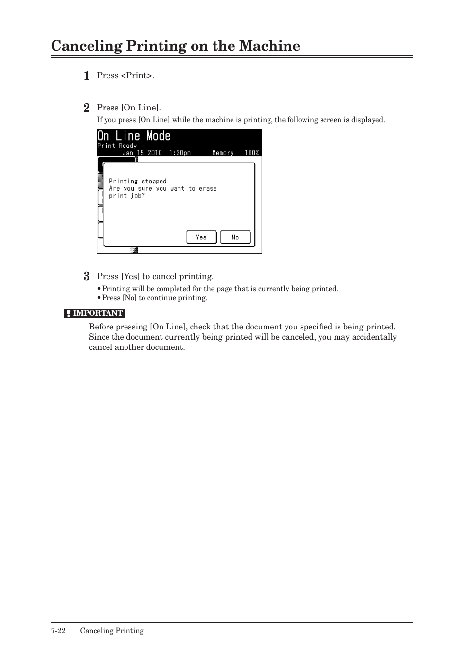 Canceling printing on the machine, Canceling printing on the machine -22 | Muratec QUADACCESS MFX-2550 User Manual | Page 161 / 193