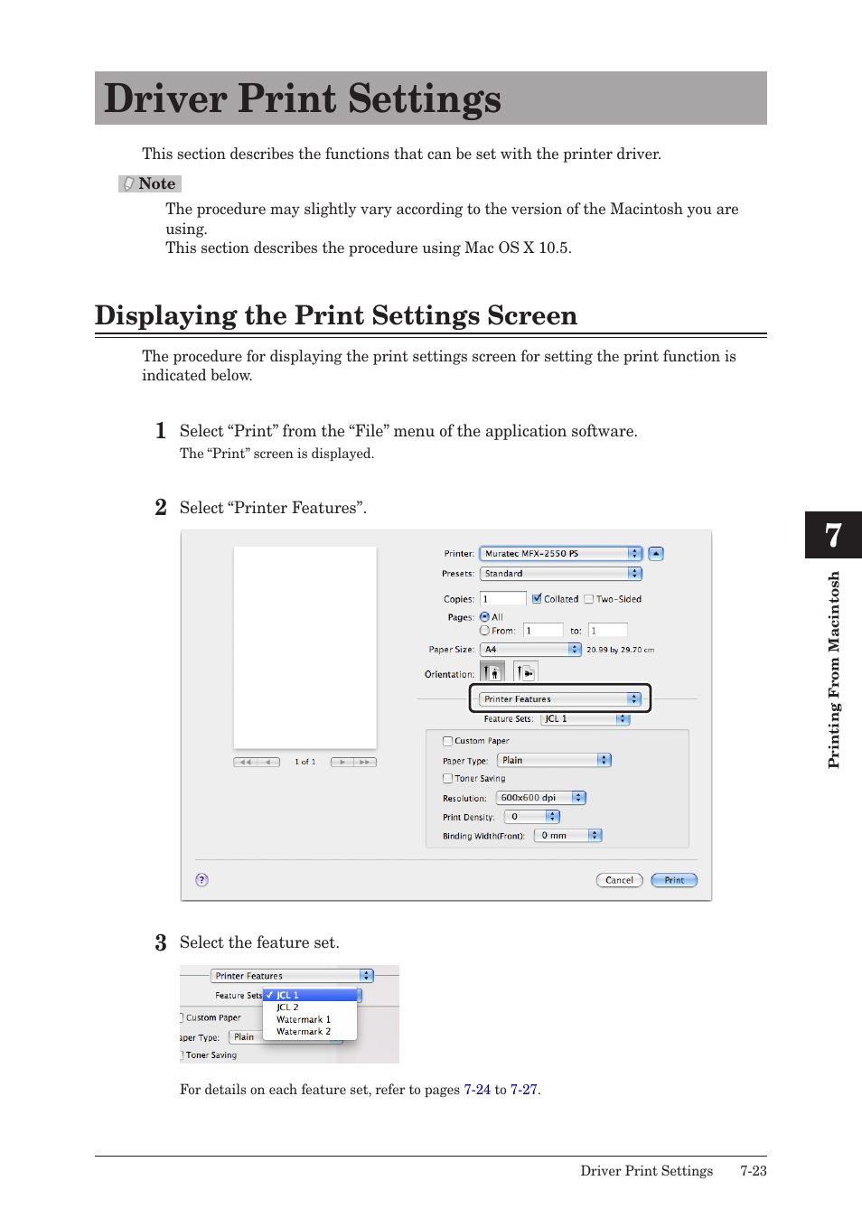 Driver print settings, Displaying the print settings screen, Driver print settings -23 | Displaying the print settings screen -23 | Muratec QUADACCESS MFX-2550 User Manual | Page 162 / 193