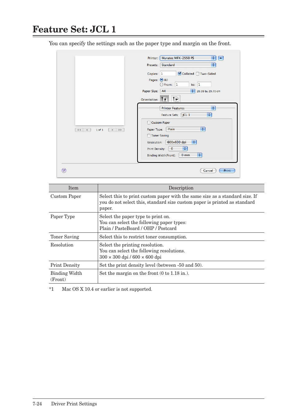 Feature set: jcl 1, Feature set: jcl 1 -24 | Muratec QUADACCESS MFX-2550 User Manual | Page 163 / 193