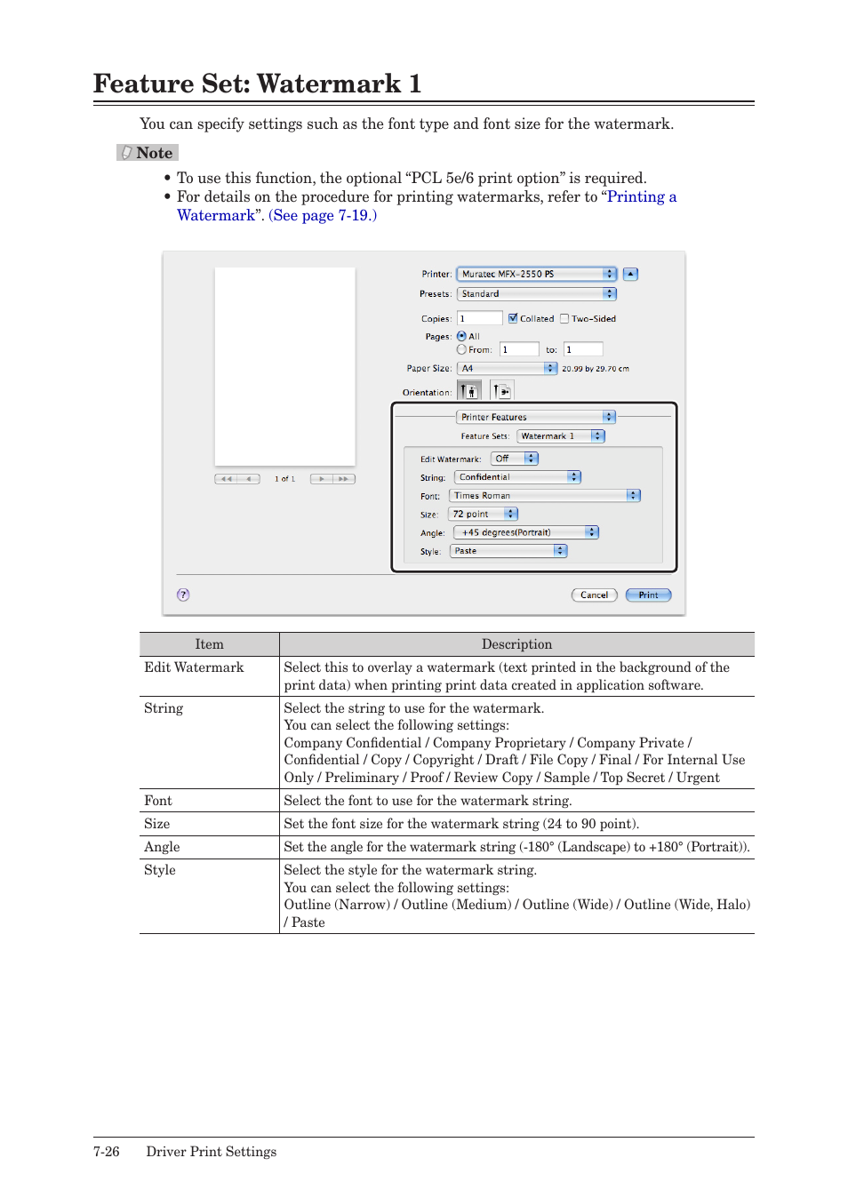 Feature set: watermark 1, Feature set: watermark 1 -26 | Muratec QUADACCESS MFX-2550 User Manual | Page 165 / 193