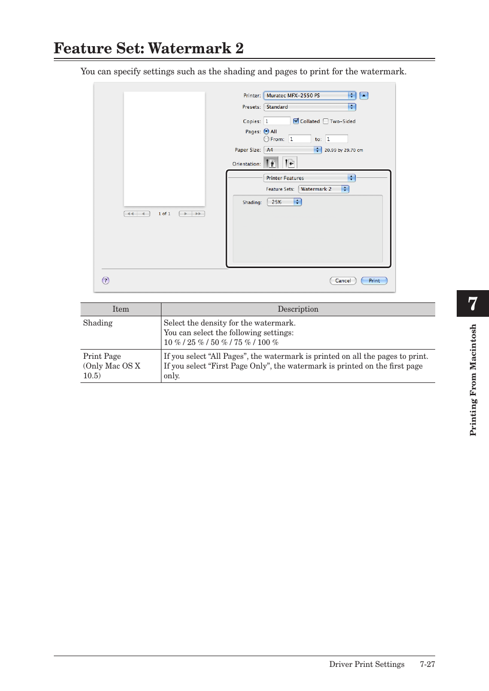 Feature set: watermark 2, Feature set: watermark 2 -27 | Muratec QUADACCESS MFX-2550 User Manual | Page 166 / 193