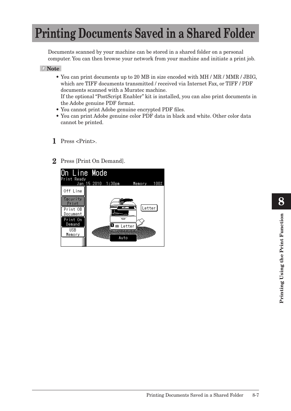 Printing documents saved in a shared folder, Printing documents saved in a shared folder -7 | Muratec QUADACCESS MFX-2550 User Manual | Page 174 / 193