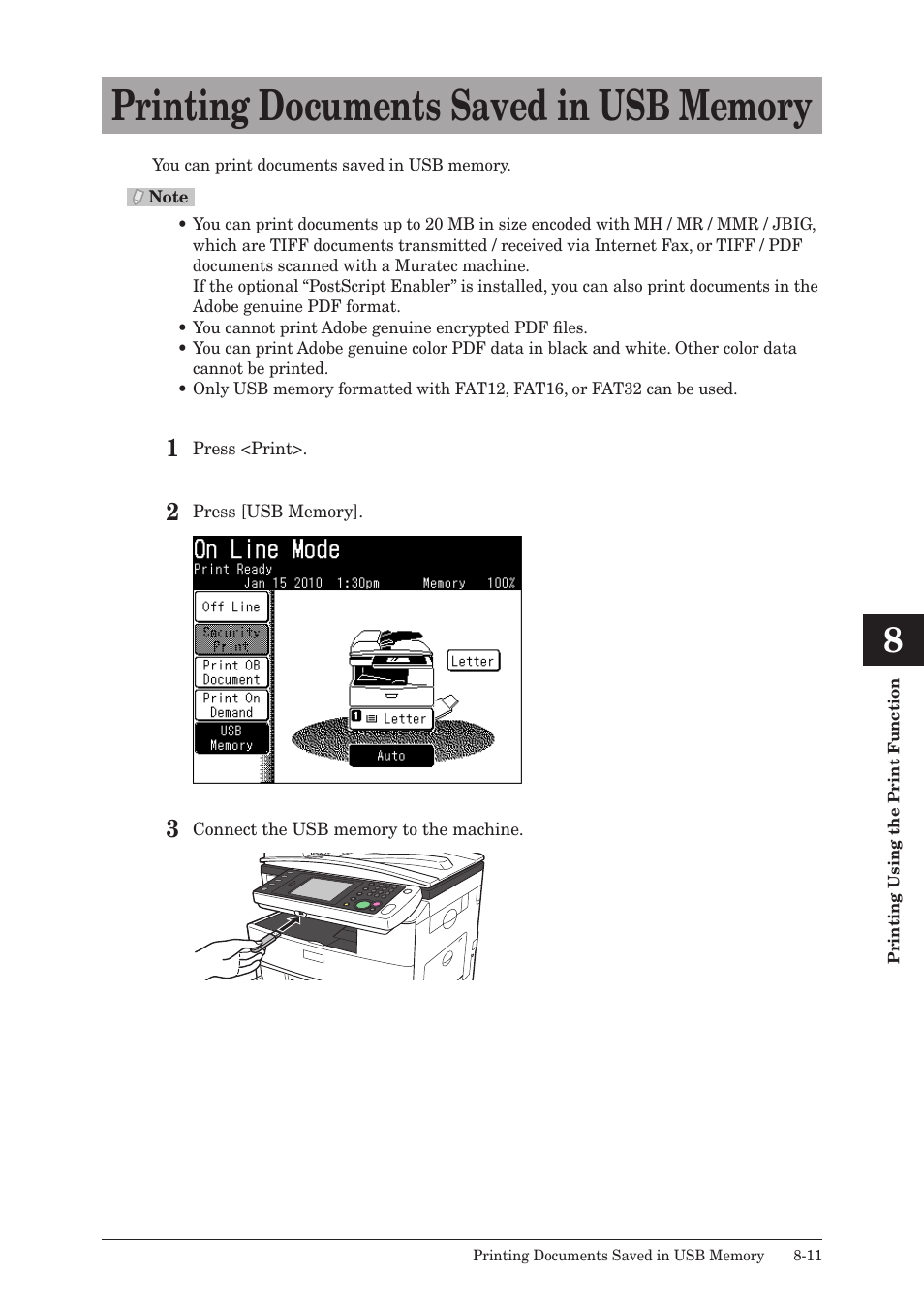 Printing documents saved in usb memory, Printing documents saved in usb memory -11 | Muratec QUADACCESS MFX-2550 User Manual | Page 178 / 193