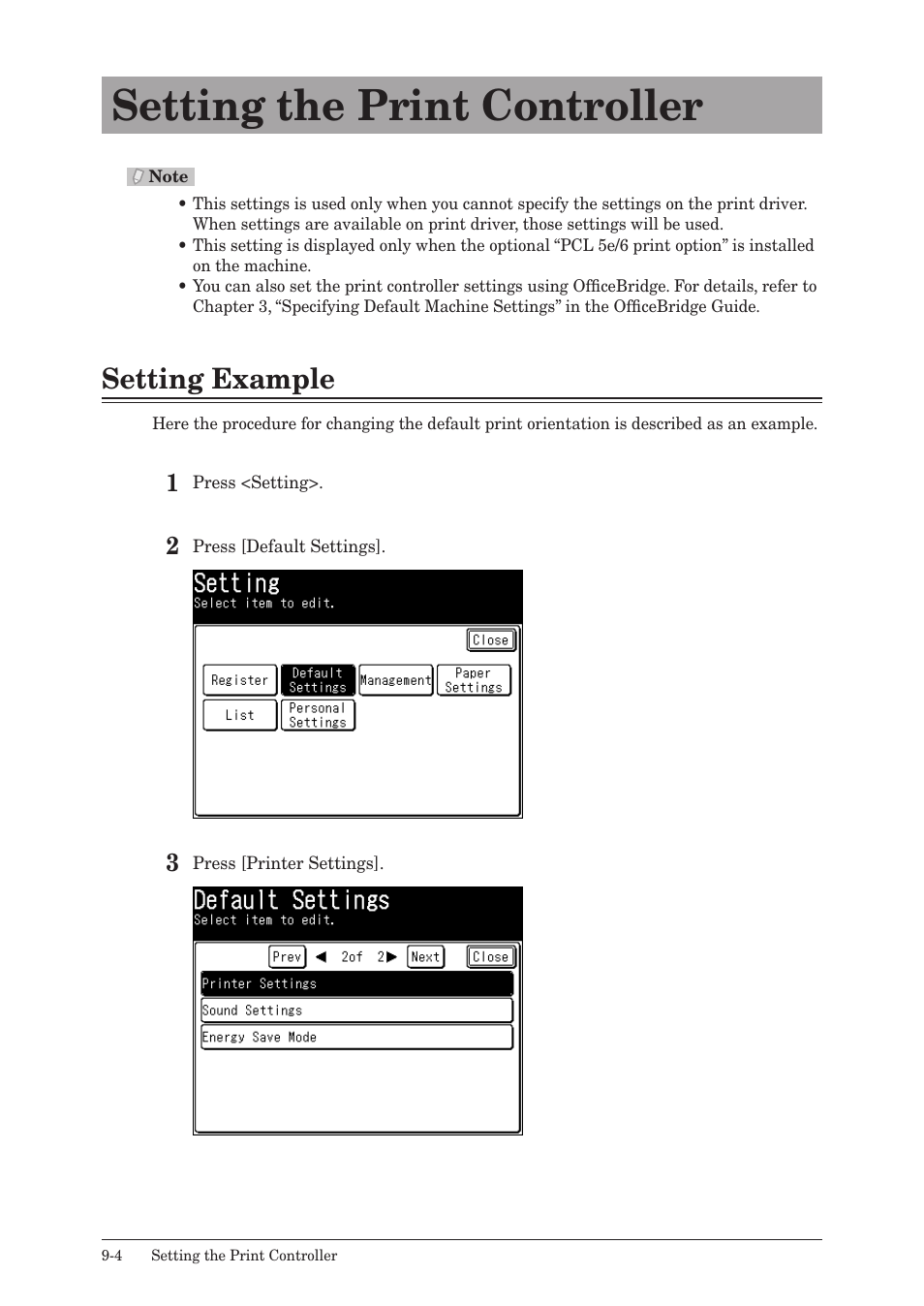 Setting the print controller, Setting example, Setting the print controller -4 | Setting example -4 | Muratec QUADACCESS MFX-2550 User Manual | Page 187 / 193