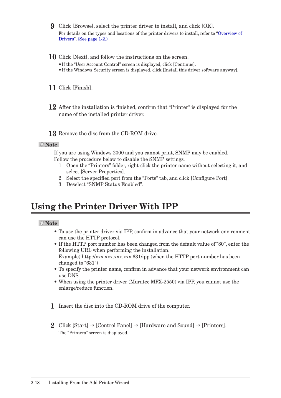 Using the printer driver with ipp, Using the printer driver with ipp -18 | Muratec QUADACCESS MFX-2550 User Manual | Page 33 / 193