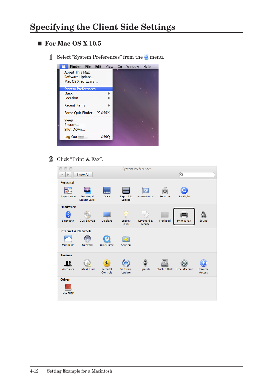 Specifying the client side settings, Specifying the client side settings -12 | Muratec QUADACCESS MFX-2550 User Manual | Page 63 / 193