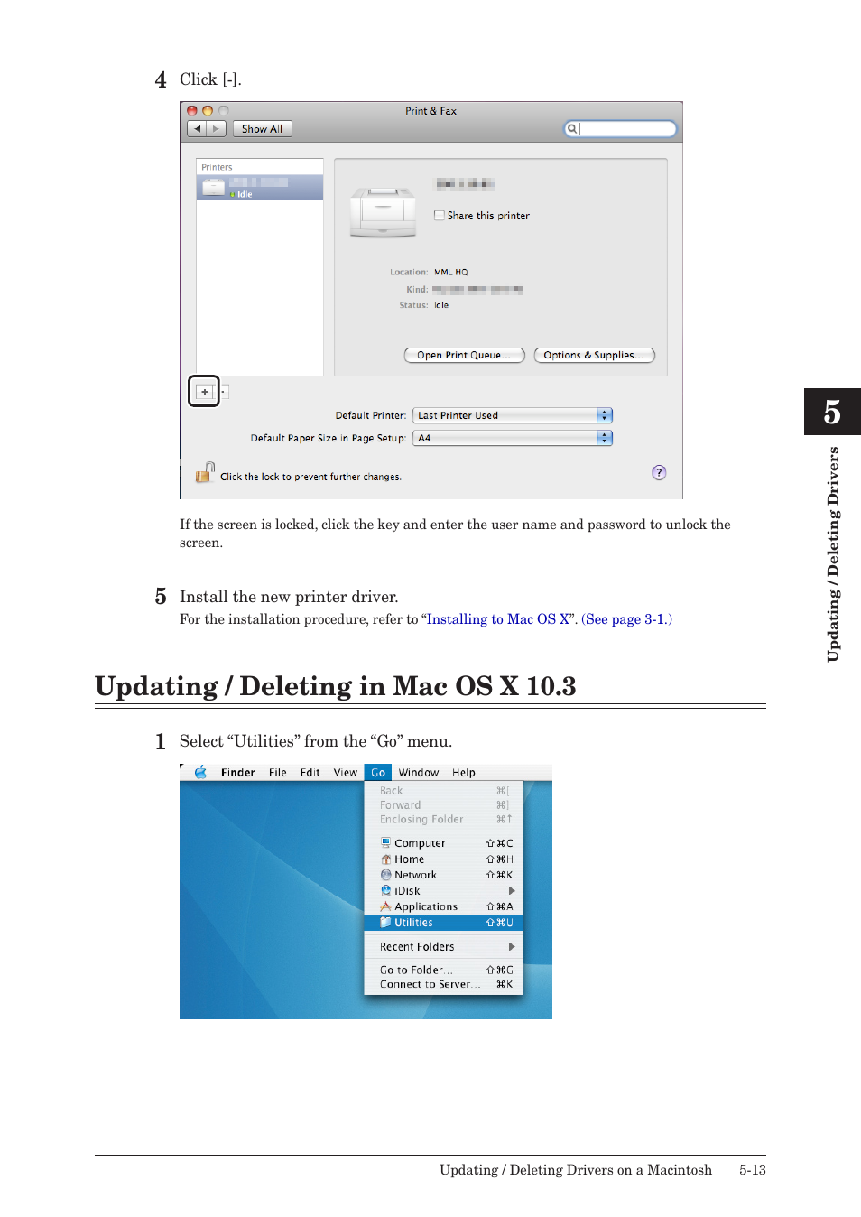 Updating / deleting in mac os x 10.3, Updating / deleting in mac os x 10.3 -13 | Muratec QUADACCESS MFX-2550 User Manual | Page 80 / 193