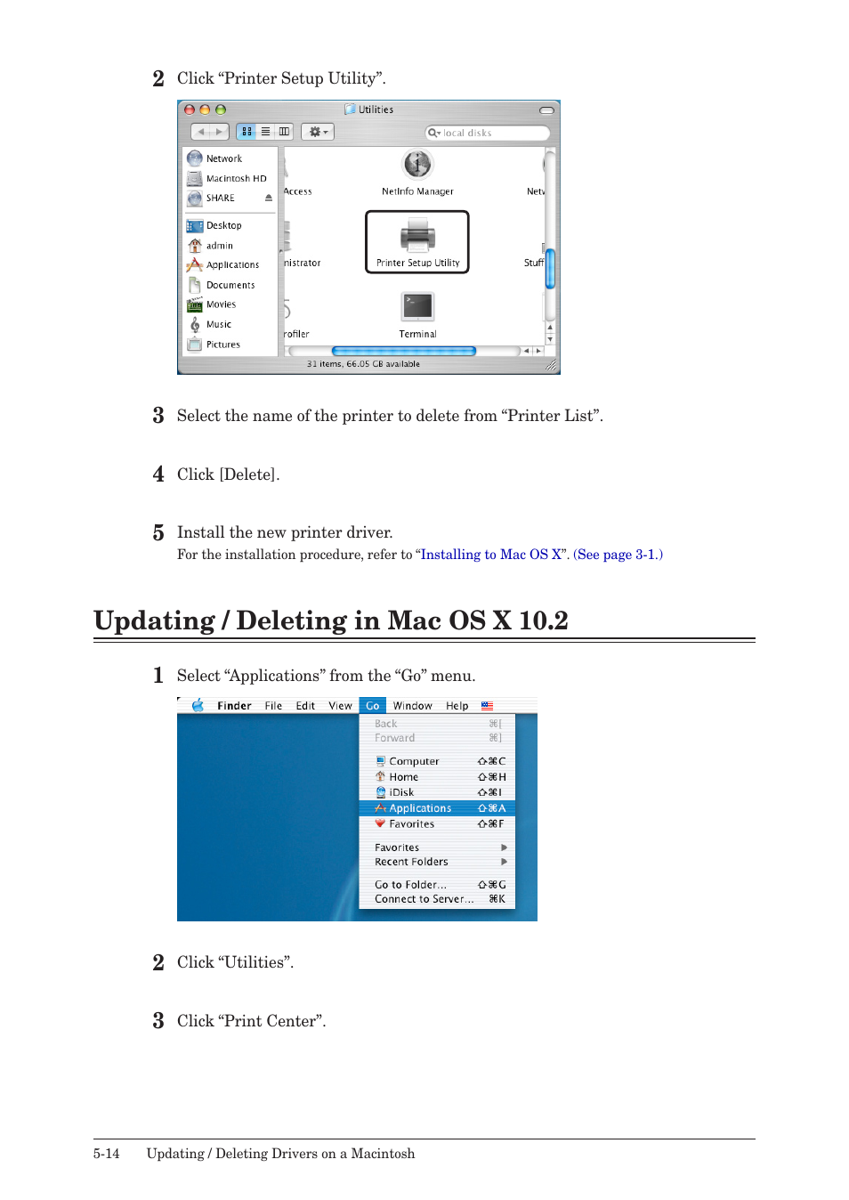 Updating / deleting in mac os x 10.2, Updating / deleting in mac os x 10.2 -14 | Muratec QUADACCESS MFX-2550 User Manual | Page 81 / 193