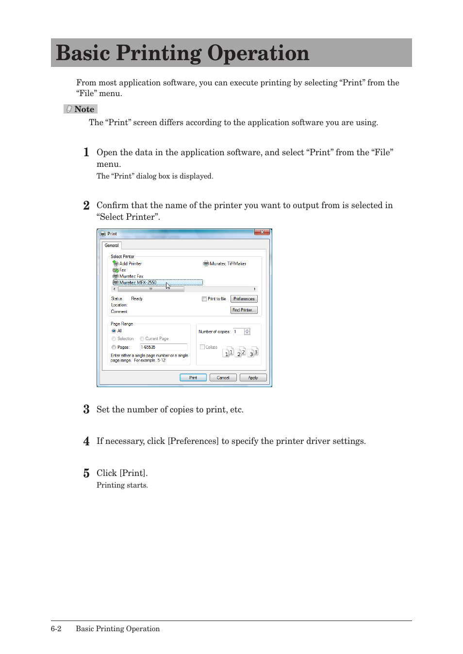 Basic printing operation, Basic printing operation -2 | Muratec QUADACCESS MFX-2550 User Manual | Page 85 / 193
