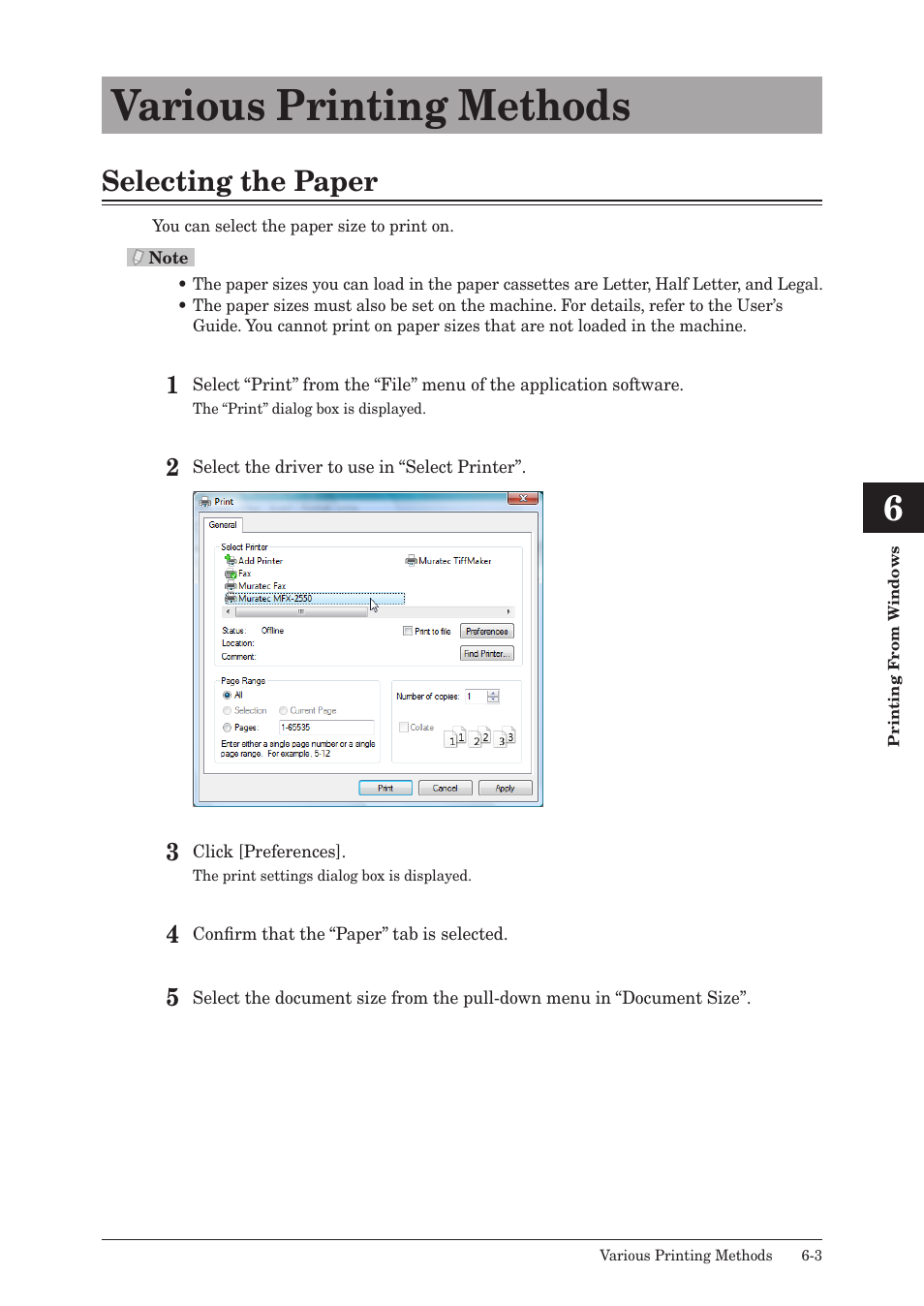 Various printing methods, Selecting the paper, Various printing methods -3 | Selecting the paper -3 | Muratec QUADACCESS MFX-2550 User Manual | Page 86 / 193