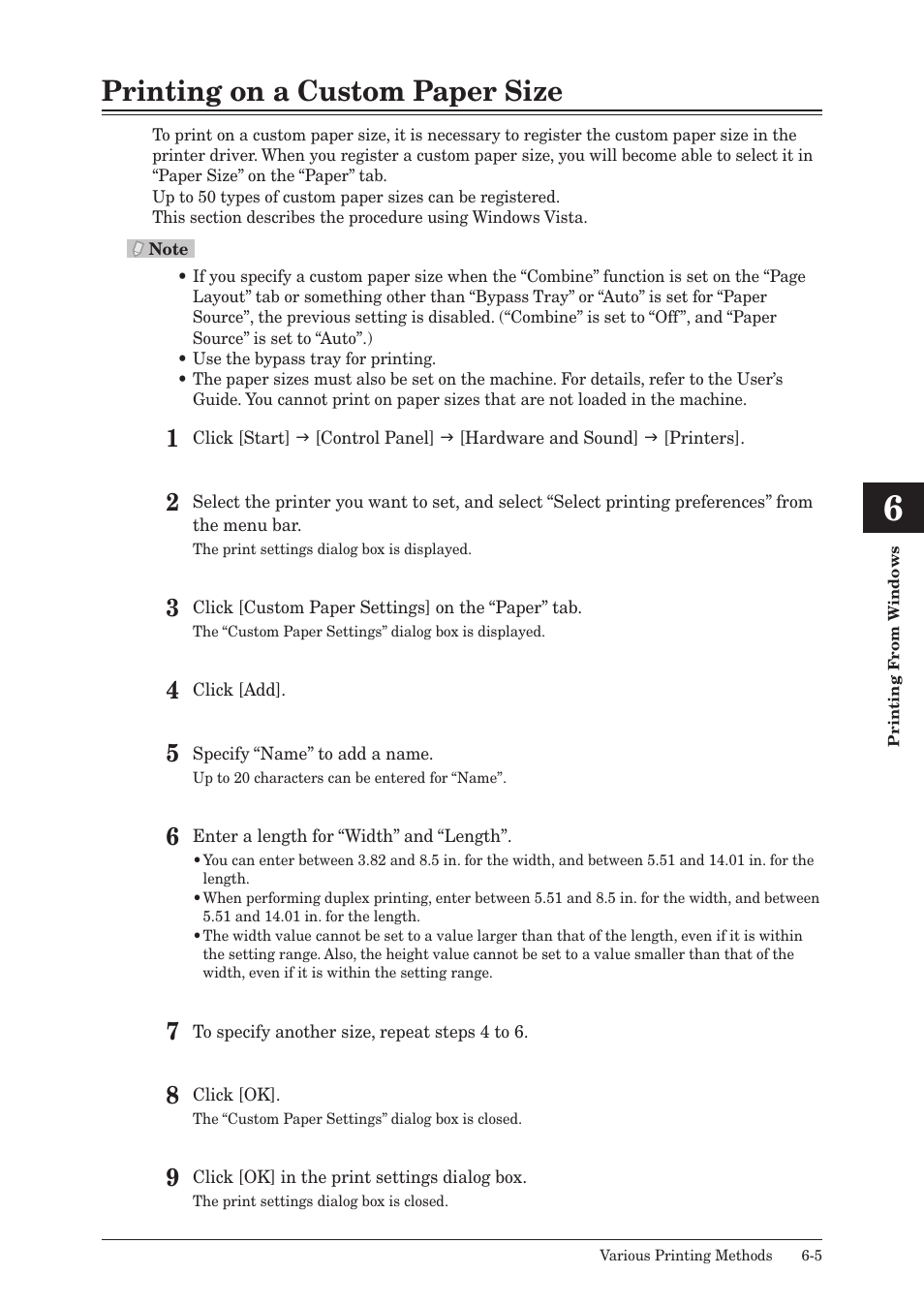 Printing on a custom paper size, Printing on a custom paper size -5 | Muratec QUADACCESS MFX-2550 User Manual | Page 88 / 193