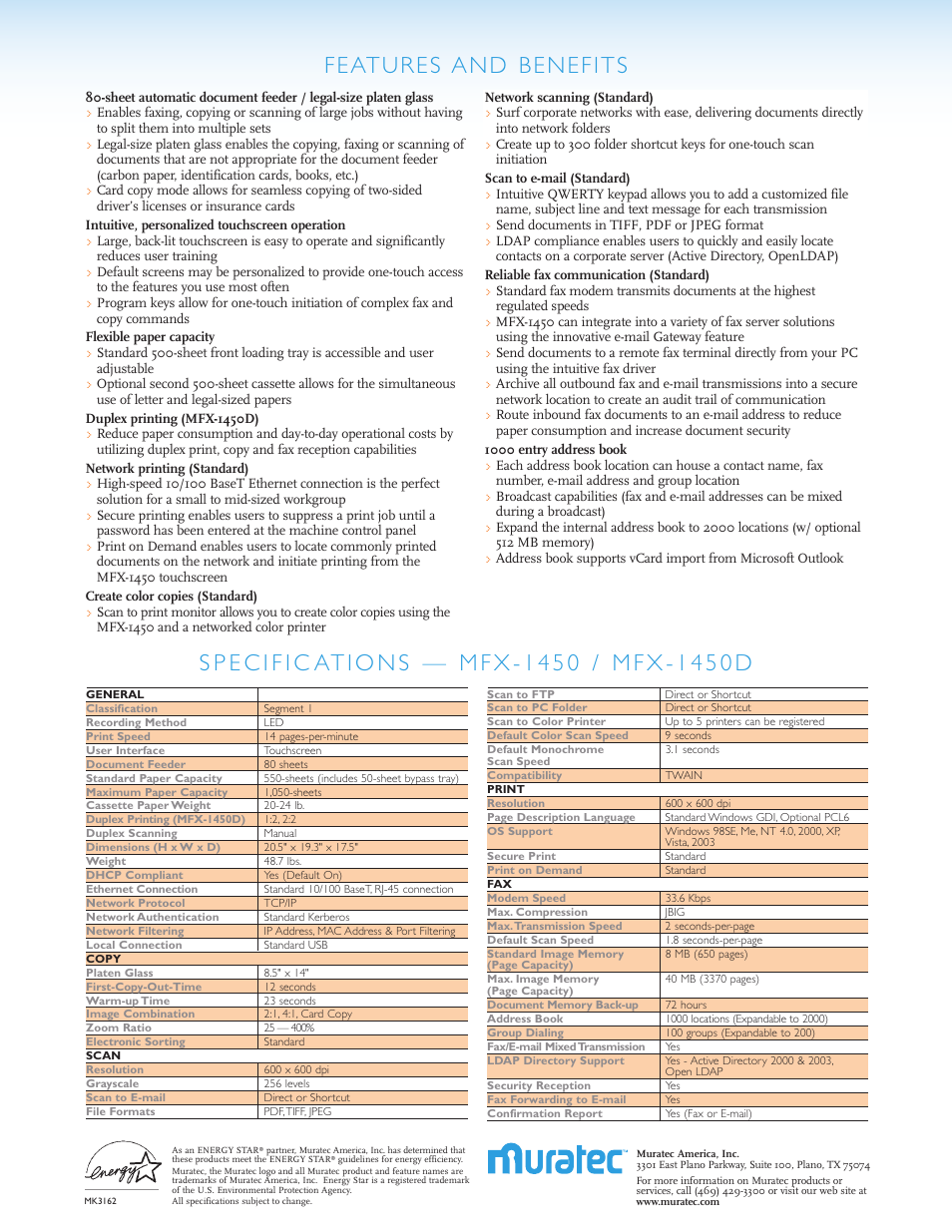 Muratec MFX-1450 User Manual | Page 2 / 2