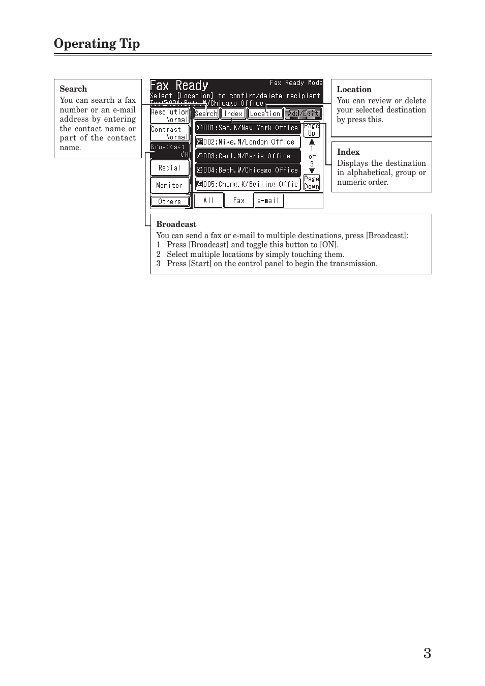 Operating tip | Muratec F-560 User Manual | Page 5 / 28