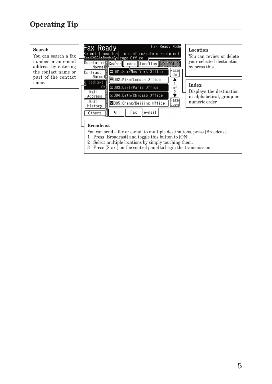 Operating tip | Muratec F-560 User Manual | Page 7 / 28