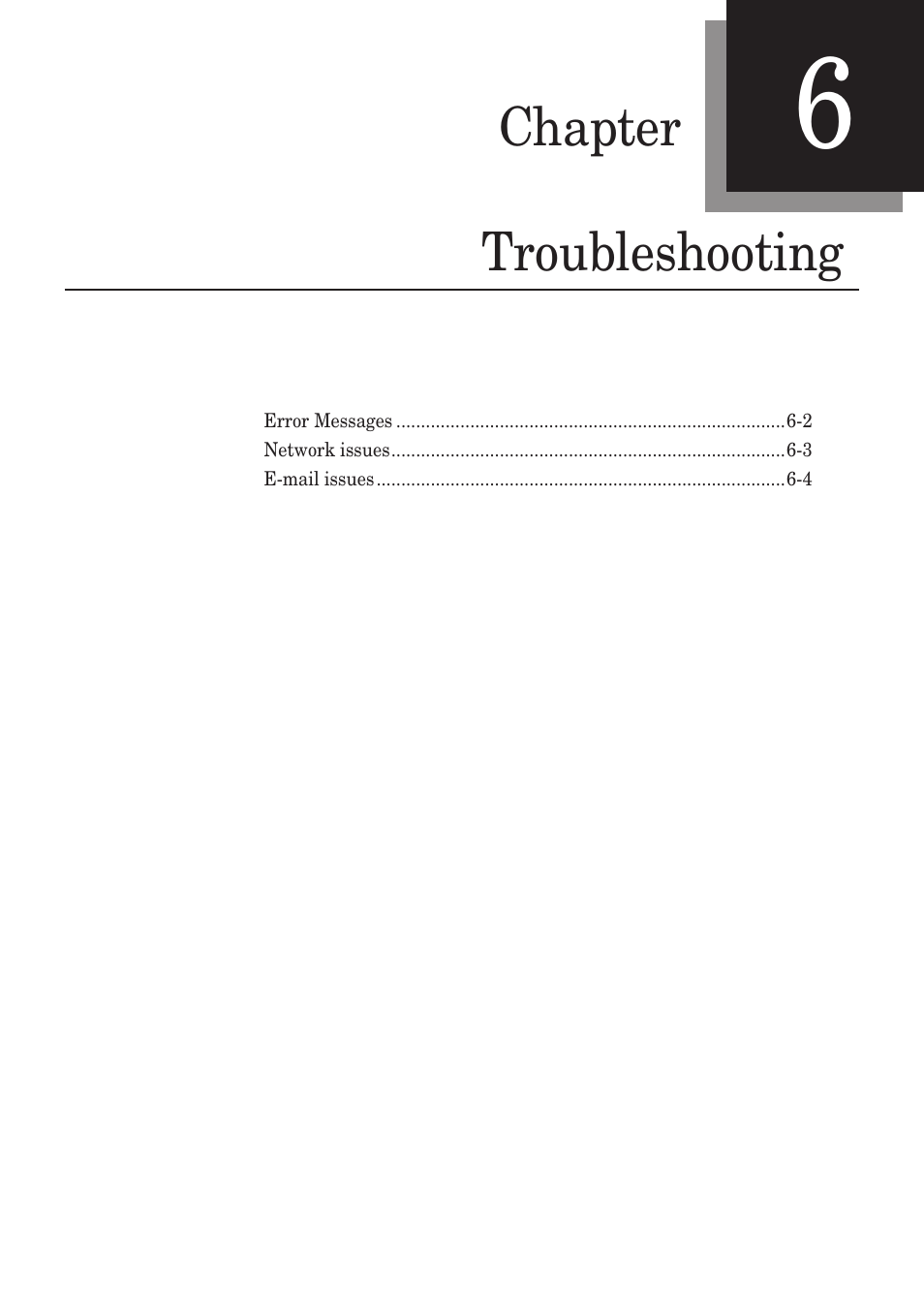 Chapter 6 troubleshooting, Chapter -1, Troubleshooting -1 | Muratec MFX-1430 User Manual | Page 108 / 120