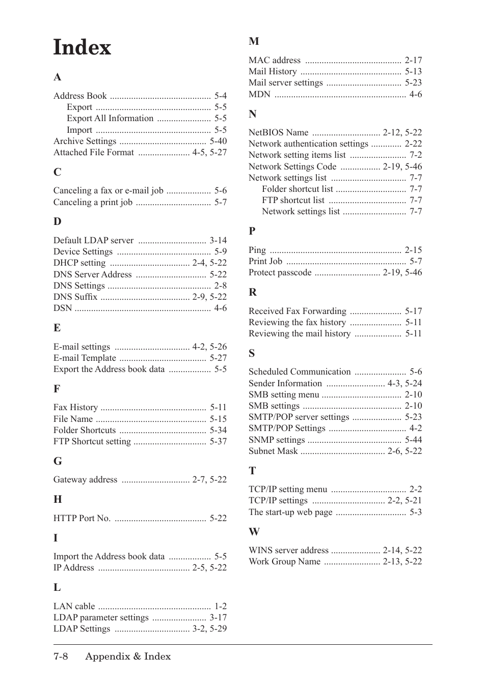 Index, Index -8 | Muratec MFX-1430 User Manual | Page 119 / 120