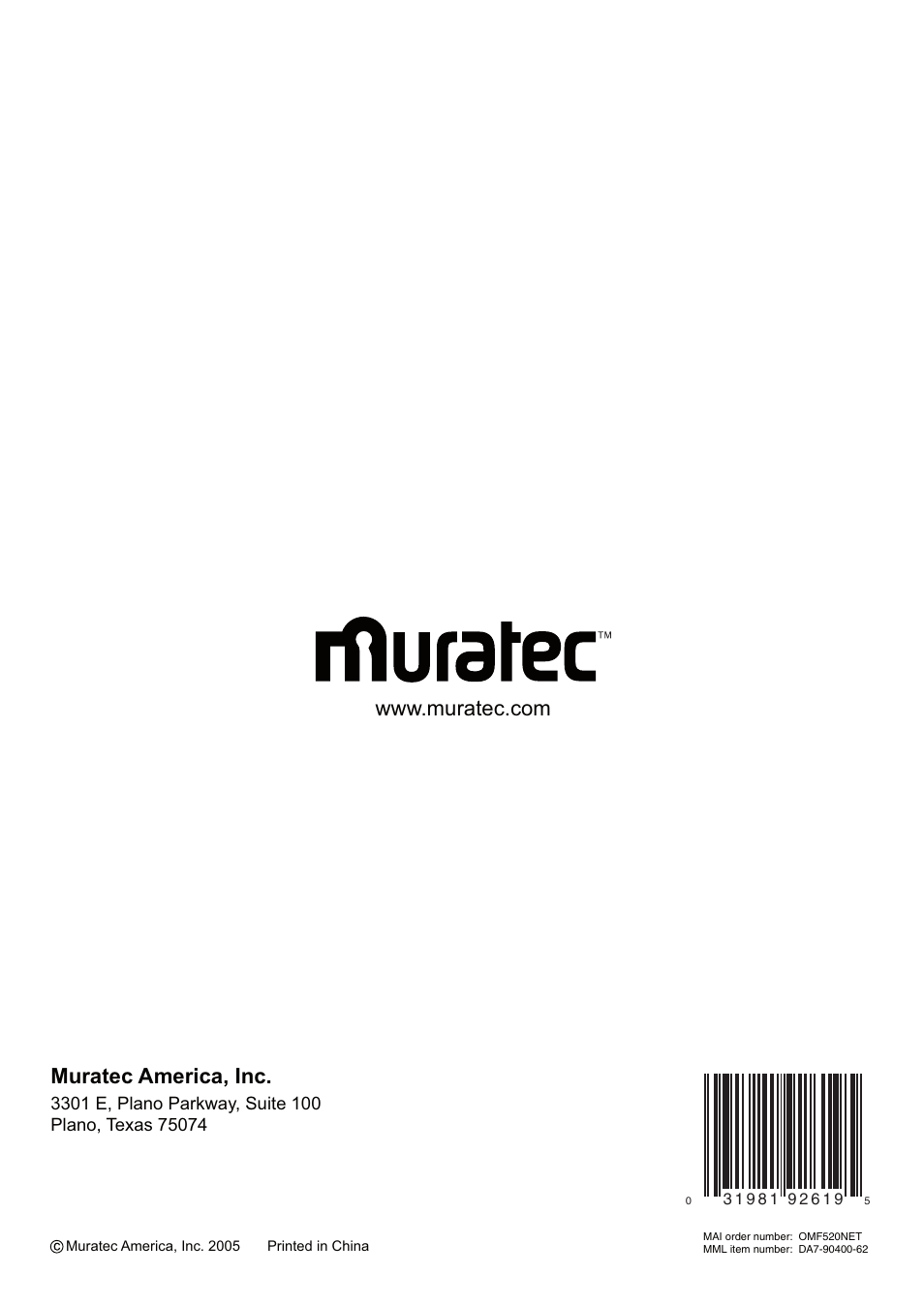 Network guide, Plain-paper digital fax/copier/printer/scanner | Muratec MFX-1430 User Manual | Page 120 / 120