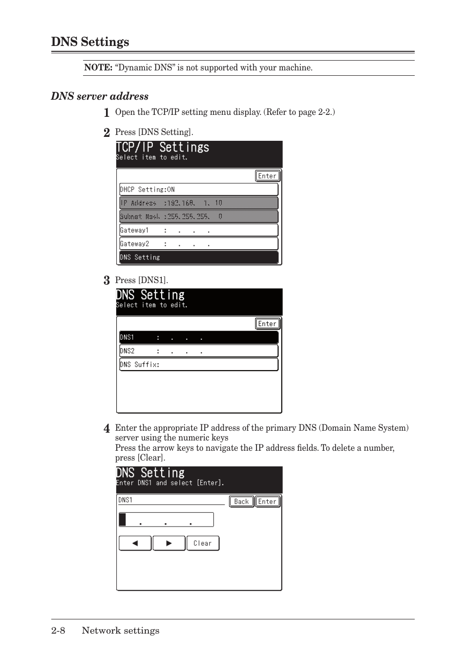 Dns settings, Dns settings -8, Dns.settings | Muratec MFX-1430 User Manual | Page 15 / 120